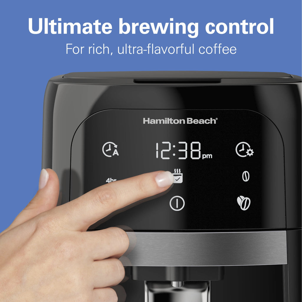 Hamilton Beach One Press 14-Cup Programmable Drip Coffee Maker Machine with Glass Coffee Pot, Black