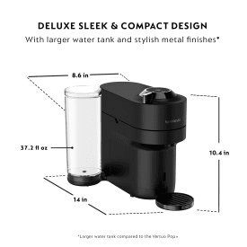 Nespresso Limited-Edition Vertuo Pop+ Coffee and Espresso Maker by De'Longhi, Black Matte Dark Chrome