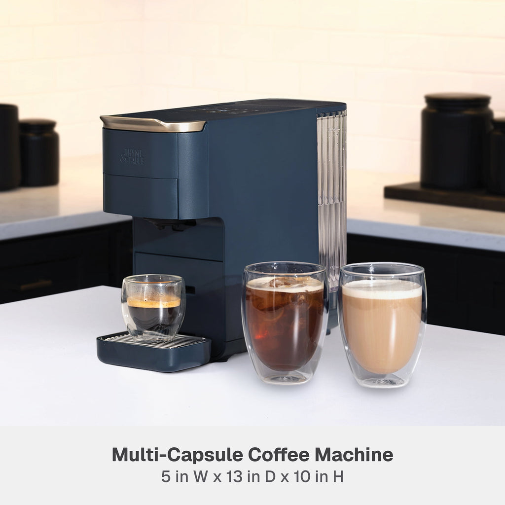 Thyme & Table Multi Capsule Coffee Machine, Universal Capsule Compatible with Espresso and Coffee, One-Touch Controls, Atlantic Blue