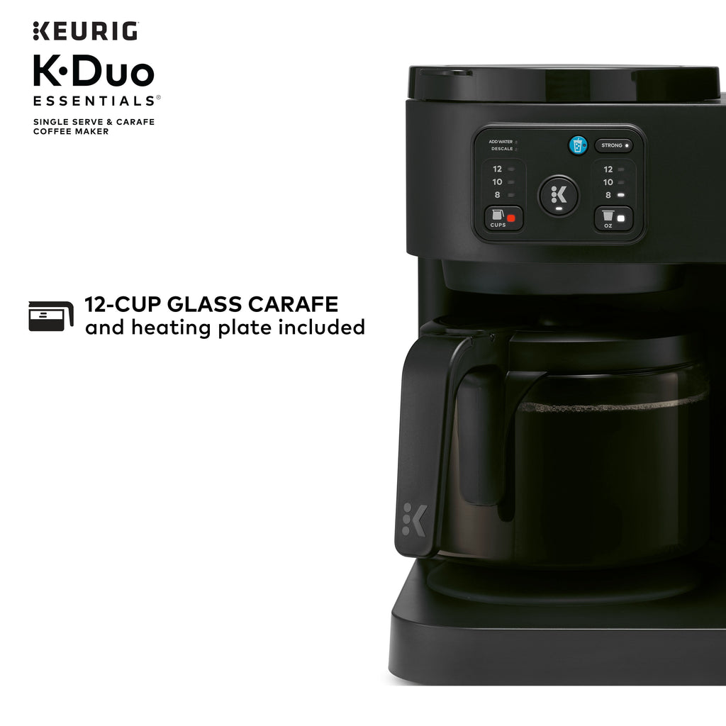 Keurig K-Duo Essentials, Hot & Iced Single-Serve K-Cup Pod Coffee Maker & Carafe, Black