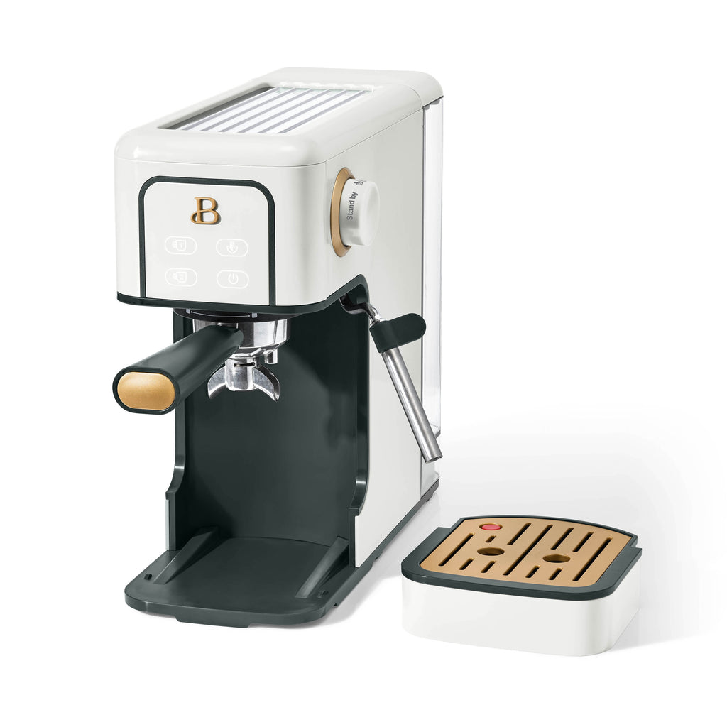 Beautiful Slim Espresso Machine with 20-Bar Pressure, White Icing by Drew Barrymore
