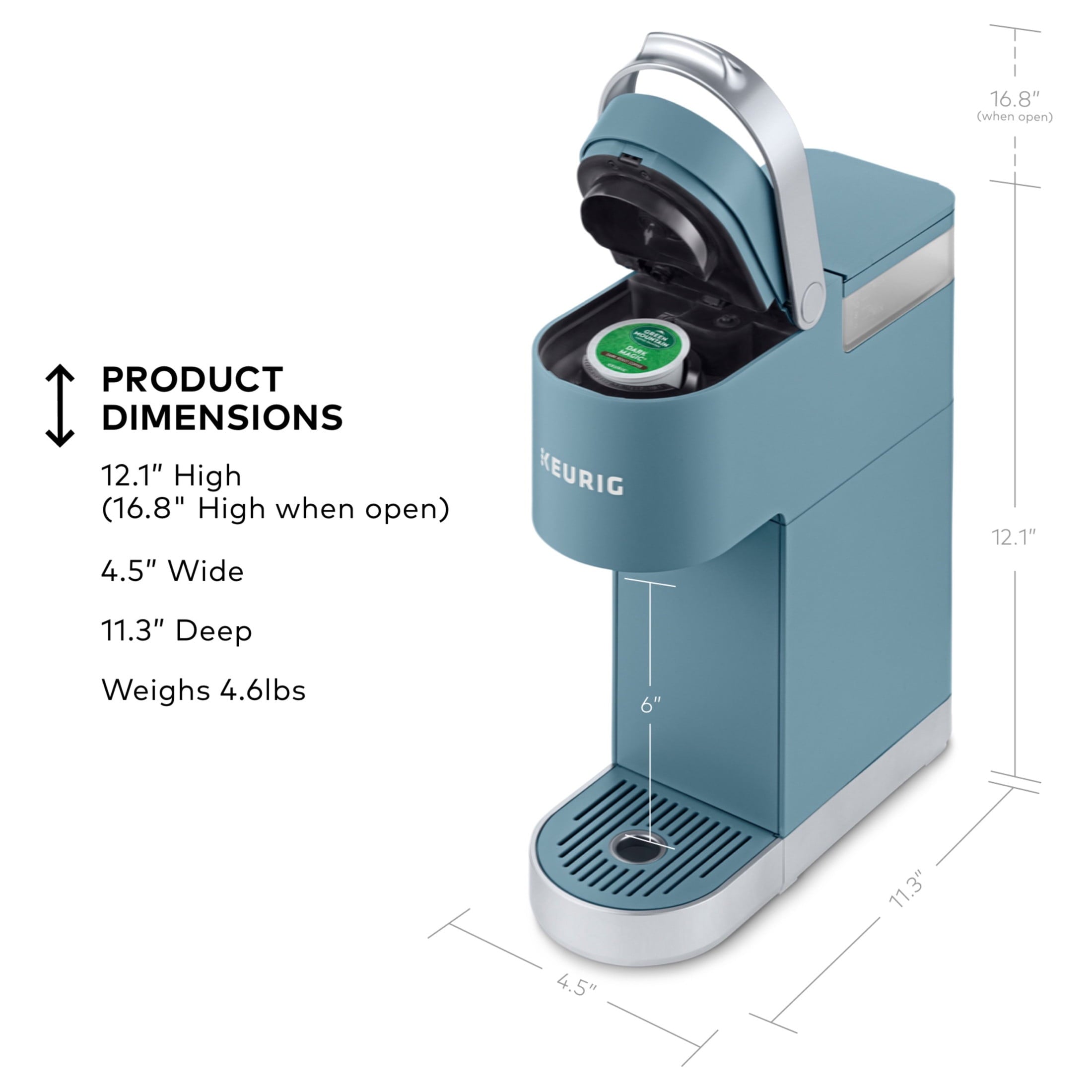 Keurig K-Mini Plus Single Serve K-Cup Pod Coffee Maker, Evening Teal