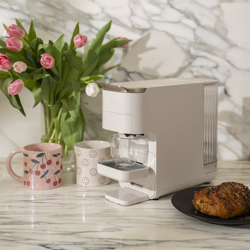 Thyme & Table Multi Capsule Coffee Machine, Universal Capsule Compatible with Espresso and Coffee, One-Touch Controls, Sand White