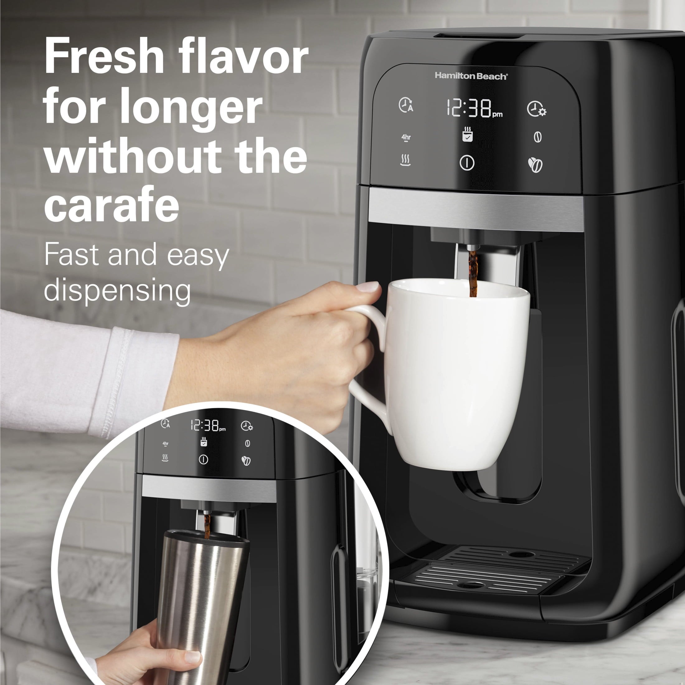 Hamilton Beach One Press 14-Cup Programmable Drip Coffee Maker Machine with Glass Coffee Pot, Black