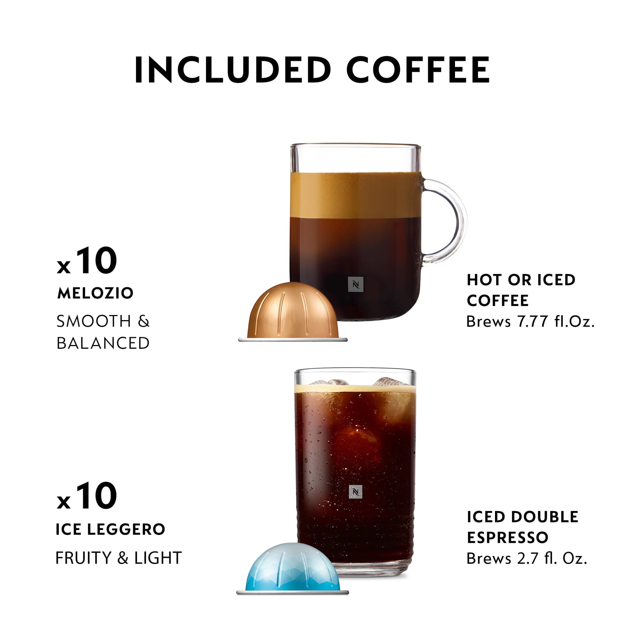 Nespresso Vertuo Pop+ Cold Value Added Bundle by De'Longhi, Liquorice Black