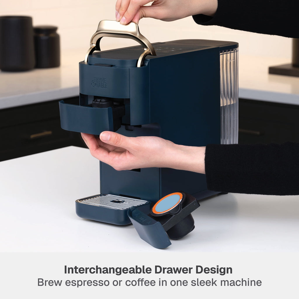 Thyme & Table Multi Capsule Coffee Machine, Universal Capsule Compatible with Espresso and Coffee, One-Touch Controls, Atlantic Blue