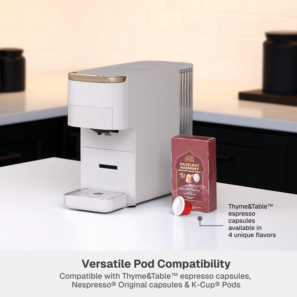 Thyme & Table Multi Capsule Coffee Machine, Universal Capsule Compatible with Espresso and Coffee, One-Touch Controls, Sand White