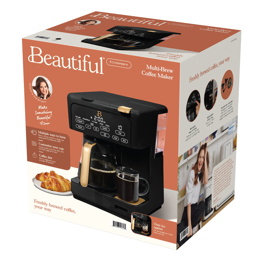 Beautiful Multi-Brew Coffee Maker, 12-Cup and Single-Serve Coffee Machine, Black Sesame by Drew Barrymore