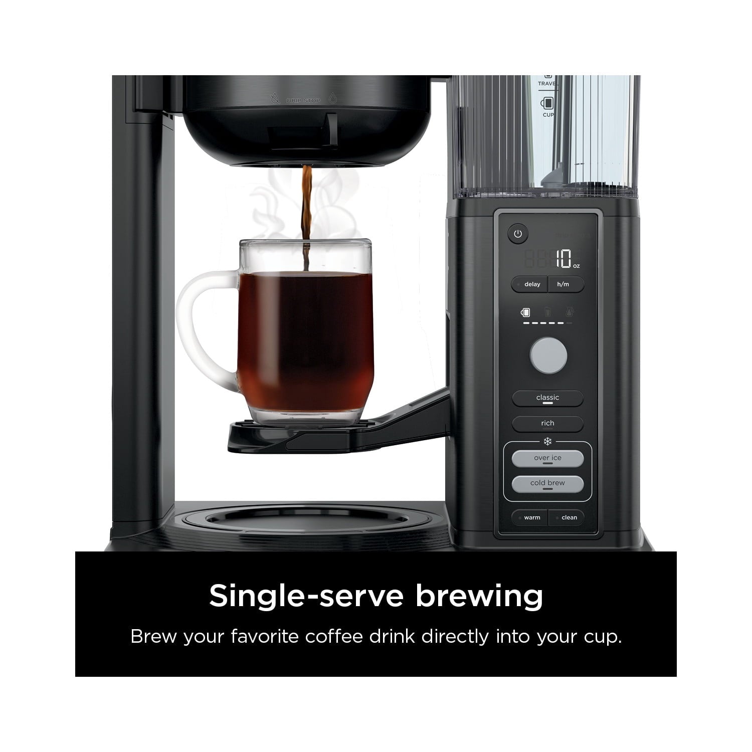 Ninja Hot & Iced Coffee Maker, Single Serve to 10 Cup Carafe, Drip, Rapid Cold Brew, CM360 Black