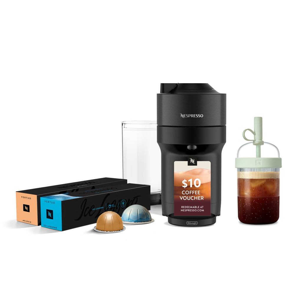 Nespresso Vertuo Pop+ Cold Value Added Bundle by De'Longhi, Liquorice Black