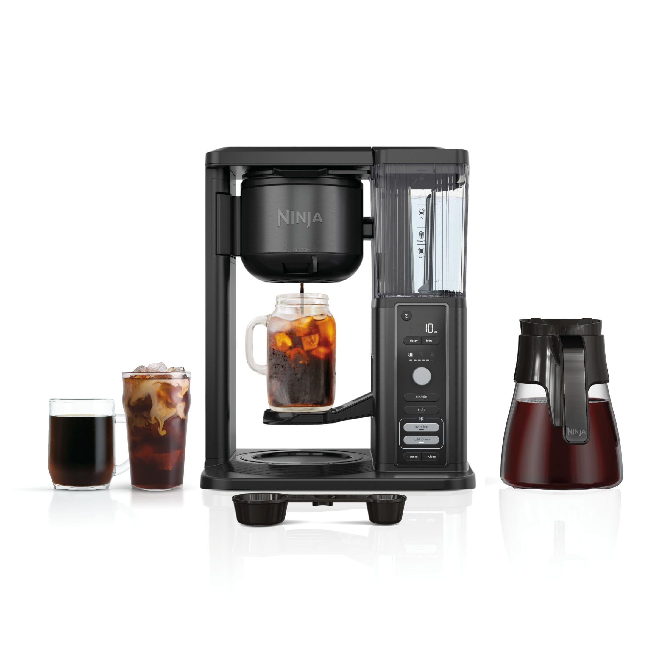 Ninja Hot & Iced Coffee Maker, Single Serve to 10 Cup Carafe, Drip, Rapid Cold Brew, CM360 Black