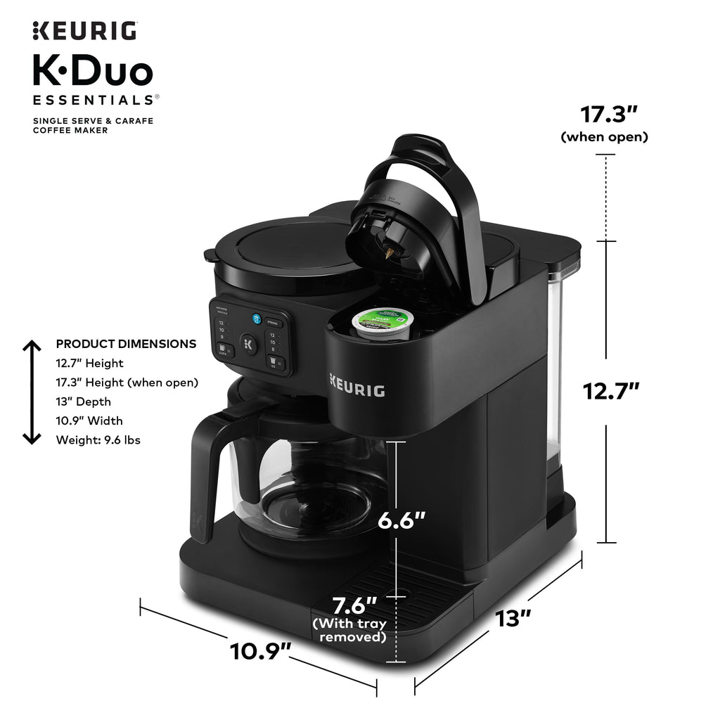 Keurig K-Duo Essentials, Hot & Iced Single-Serve K-Cup Pod Coffee Maker & Carafe, Black