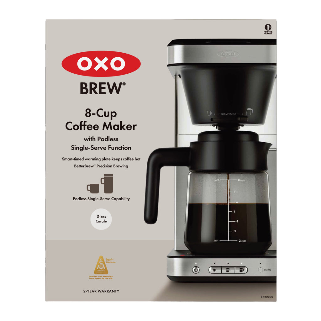 OXO Brew 8-Cup Coffee Maker with Glass Carafe and Single-Serve Option