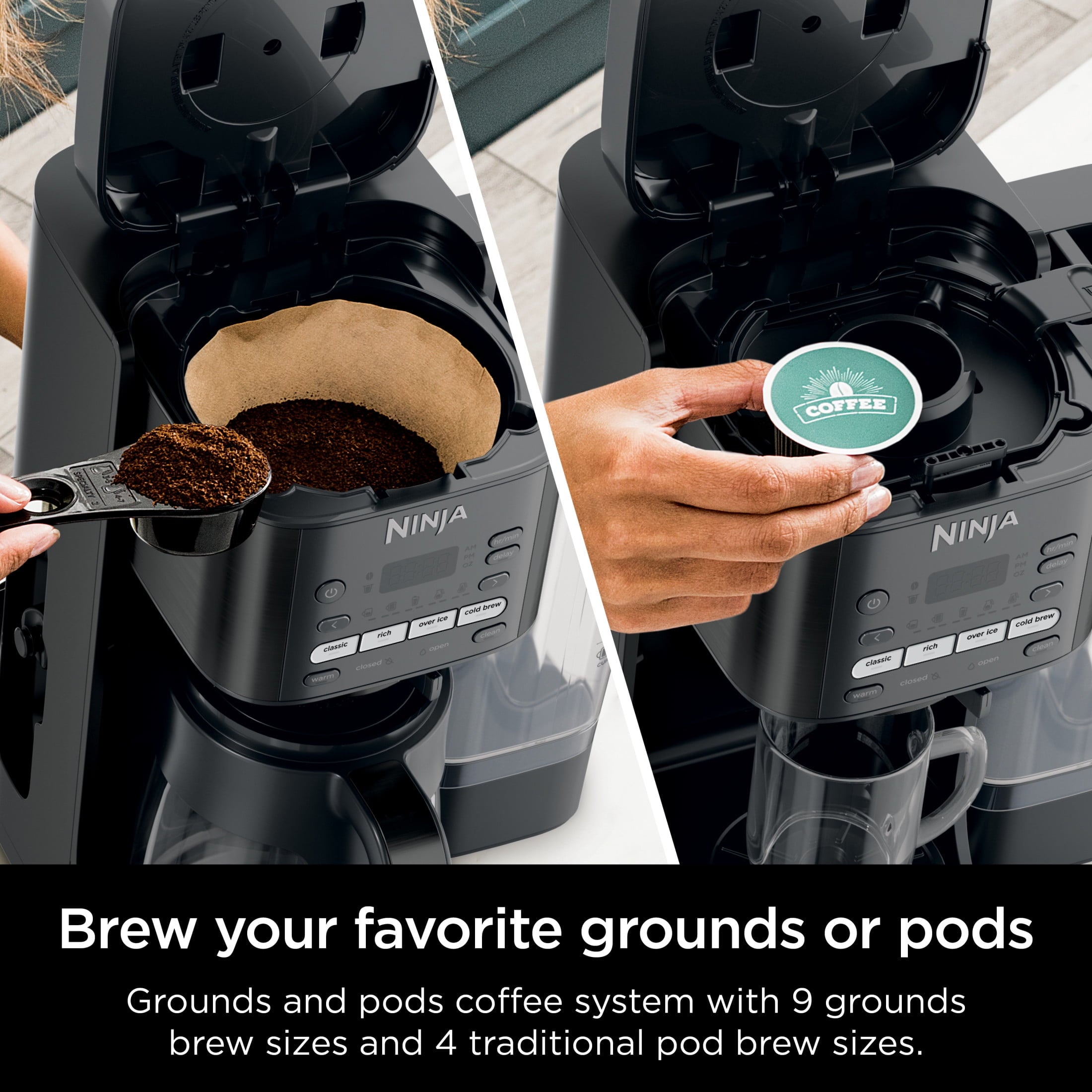 Ninja DualBrew Grounds & Pods Hot & Iced Coffee Maker with Rapid Cold Brew