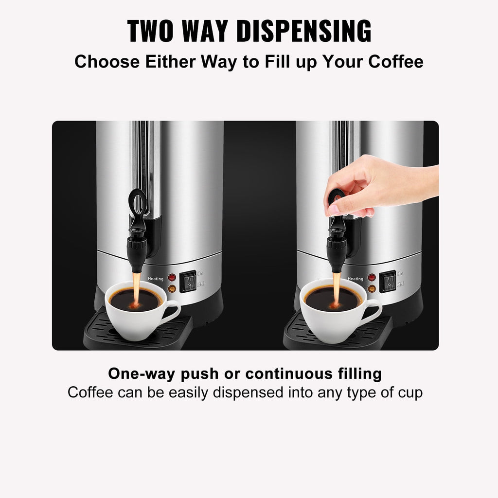 KFFKFF 110 Cup Stainless Steel Coffee Dispenser Fast Brew Commercial Coffee Urn