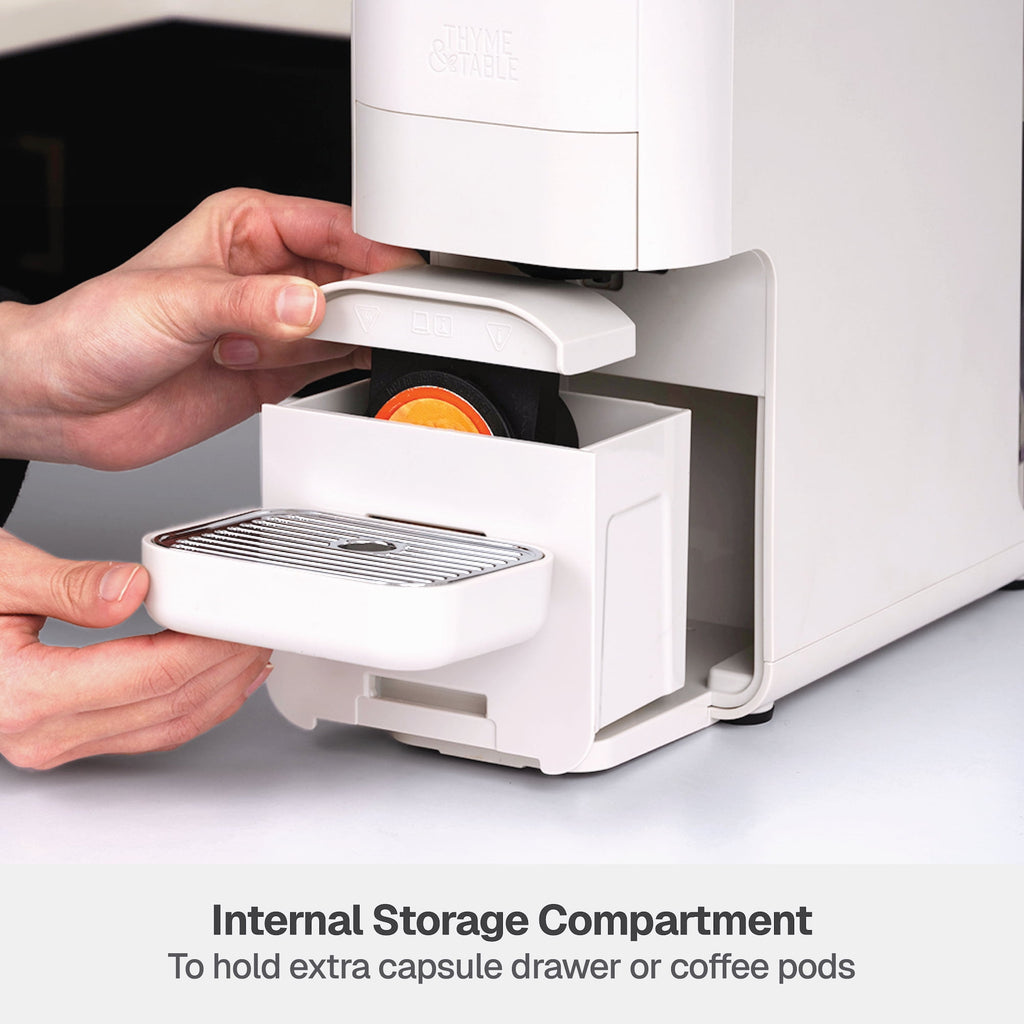 Thyme & Table Multi Capsule Coffee Machine, Universal Capsule Compatible with Espresso and Coffee, One-Touch Controls, Sand White