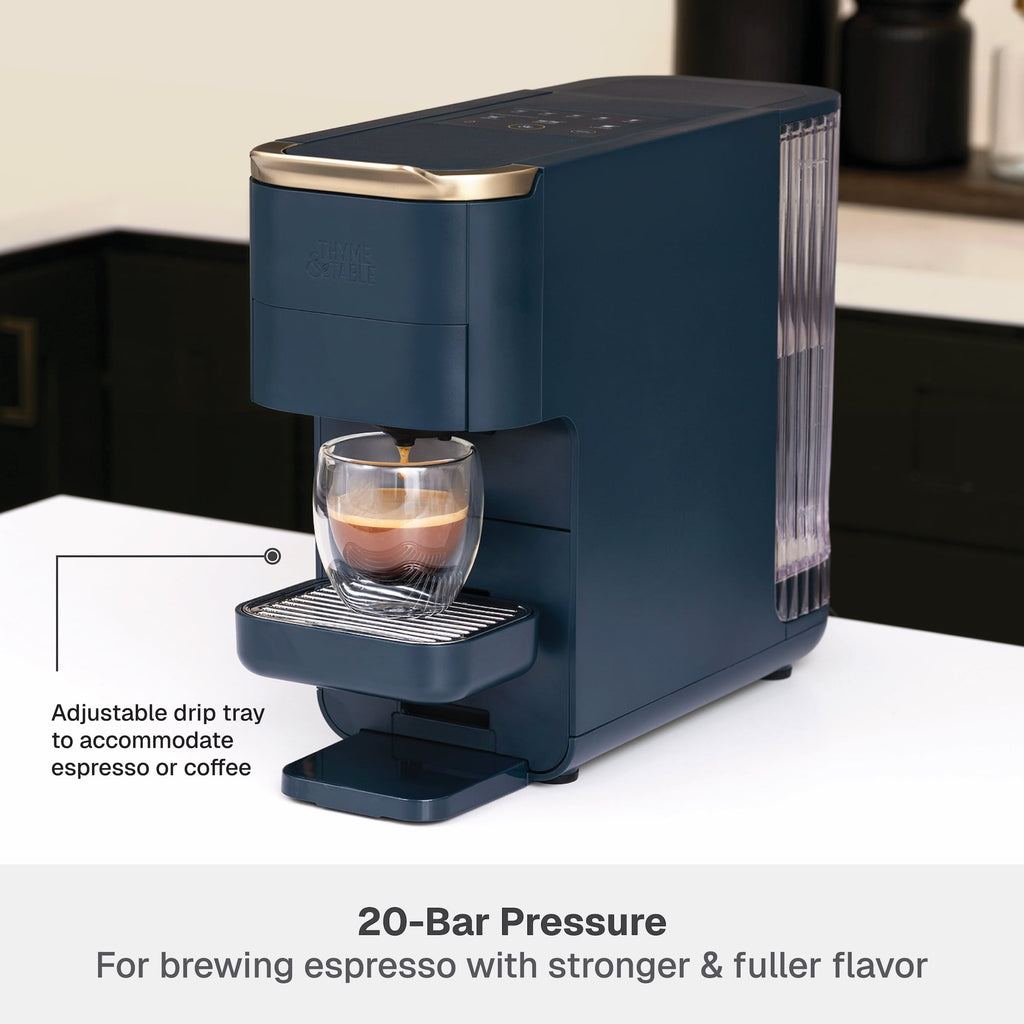 Thyme & Table Multi Capsule Coffee Machine, Universal Capsule Compatible with Espresso and Coffee, One-Touch Controls, Atlantic Blue
