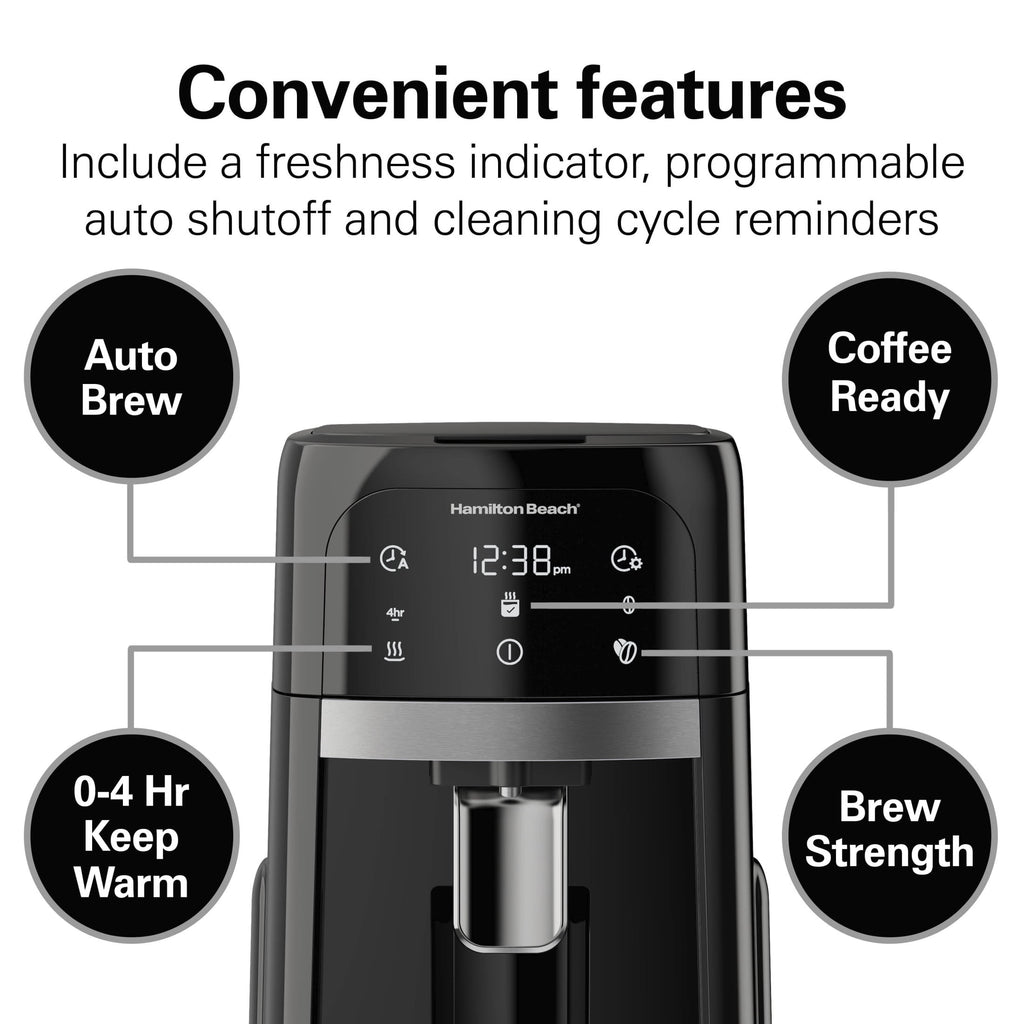 Hamilton Beach One Press 14-Cup Programmable Drip Coffee Maker Machine with Glass Coffee Pot, Black