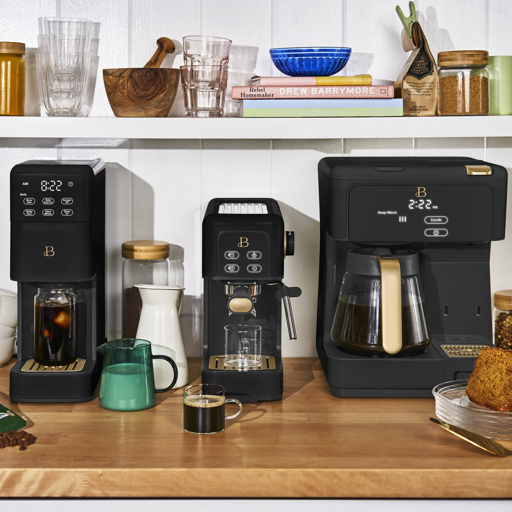 Beautiful Multi-Brew Coffee Maker, 12-Cup and Single-Serve Coffee Machine, Black Sesame by Drew Barrymore